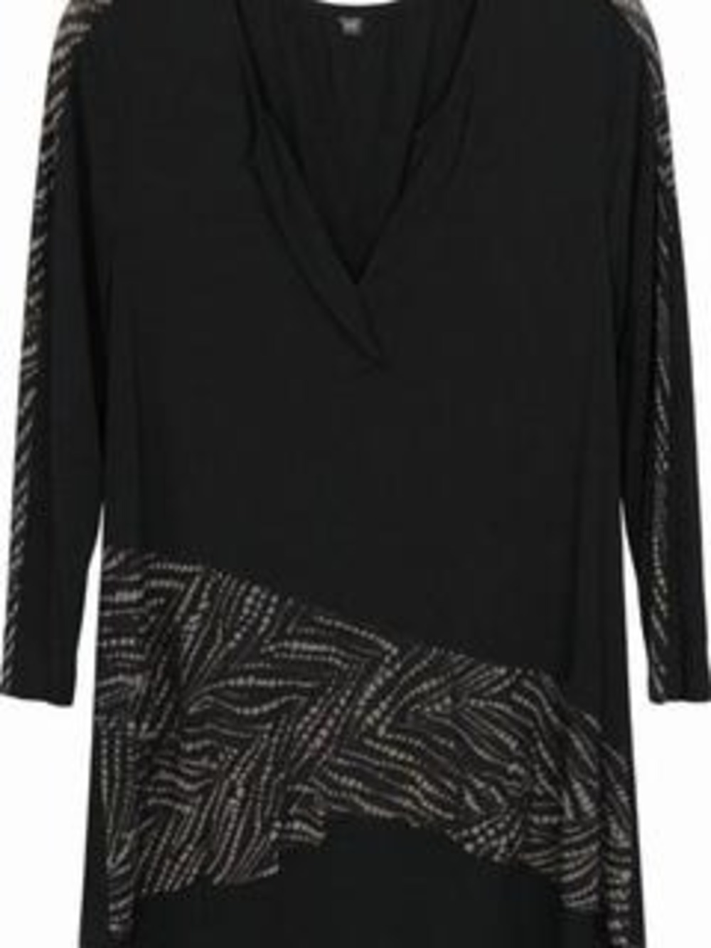 Cable & Gauge Tunic Top L Black Print